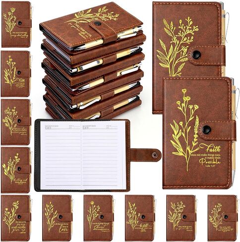 Spakon 40 Pcs Christian Gifts Bulk Include Leather Bible Study Notebook Verse Ballpoint Pen Prayer Journal Religious God Notepad for Men Women Church Sunday School Gifts (English Tree of Life) in Saudi Arabia
