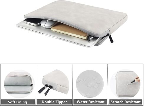 Megoo 15" Laptop Sleeve Case Soft PU Leather Carry Case(Light Gray) in Saudi Arabia