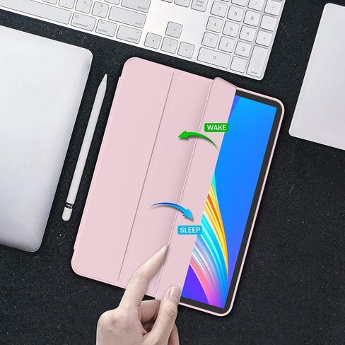 for iPad Pro 11 Inch Case M4 2024 (5th Generation) with Pencil Holder, [Support Pencil Pro and Pencil (USB-C)], Trifold Stand Smart Case with Soft TPU Back, Auto Wake/Sleep (Pink) in Kuwait