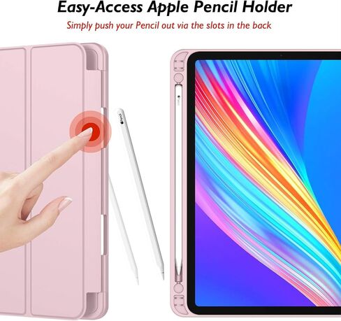 for iPad Pro 11 Inch Case M4 2024 (5th Generation) with Pencil Holder, [Support Pencil Pro and Pencil (USB-C)], Trifold Stand Smart Case with Soft TPU Back, Auto Wake/Sleep (Pink) in Kuwait