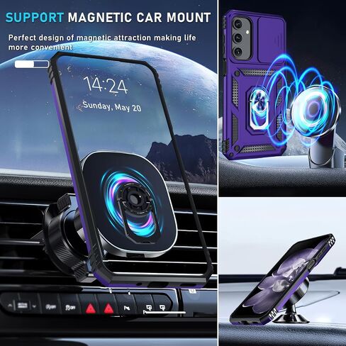 Janmitta for Samsung Galaxy A17 Case Built in Slide Camera Cover,Black | with Tempered Glass Screen Protector+Finger Ring Holder Kickstand,Heavy Duty Shockproof Full Body Phone Cover in Kuwait