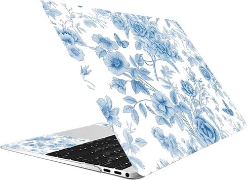 CREATCABIN Blue Flowers Laptop Skin Sticker Decal Netbook Skin Sticker Notebook Art Decal 12" 13" 13.3" 14" 15" 15.4" 15.6 Inch Laptop Protector Cover Waterproof Scratchproof Removable Easy to Apply in Saudi Arabia