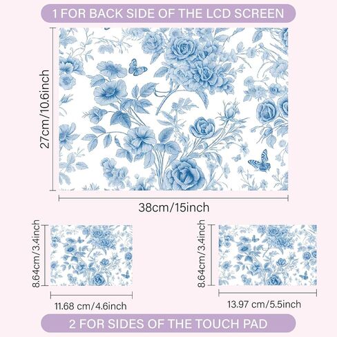 CREATCABIN Blue Flowers Laptop Skin Sticker Decal Netbook Skin Sticker Notebook Art Decal 12" 13" 13.3" 14" 15" 15.4" 15.6 Inch Laptop Protector Cover Waterproof Scratchproof Removable Easy to Apply in Saudi Arabia