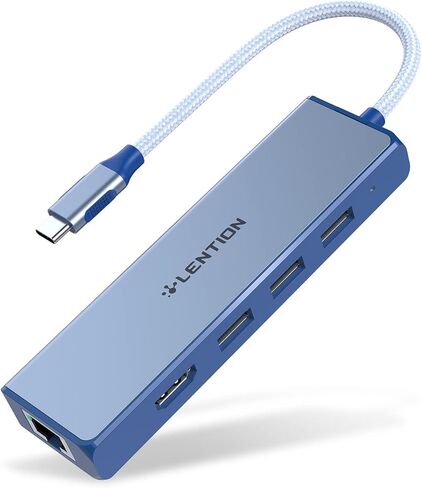 موزع LENTION USB C مع منفذ جيجابت إيثرنت، وشاشة HDMI 4K، و3 منافذ USB-A USB 3.0 لأجهزة MacBook Pro وMacBook Air وDell وLenovo وأجهزة الكمبيوتر المحمولة HP والمزيد، معتمد للسائق الثابت (C25، ذهبي وردي) in Kuwait