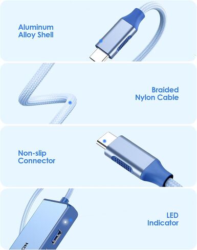 موزع LENTION USB C مع منفذ جيجابت إيثرنت، وشاشة HDMI 4K، و3 منافذ USB-A USB 3.0 لأجهزة MacBook Pro وMacBook Air وDell وLenovo وأجهزة الكمبيوتر المحمولة HP والمزيد، معتمد للسائق الثابت (C25، ذهبي وردي) in Kuwait
