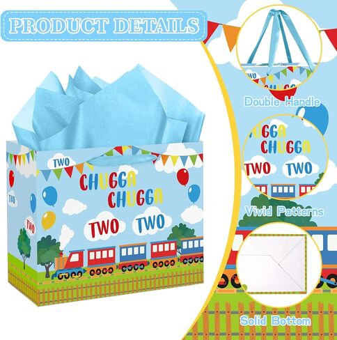 Construction 2nd Birthday Gift Bag for Boys Large Dump Truck Two Birthday Party Favor Bags with Tissue Paper and Card Construction Two Year Old Wrapping Paper Goodie Candy Treat Gift Bag for Boys Kids in Saudi Arabia