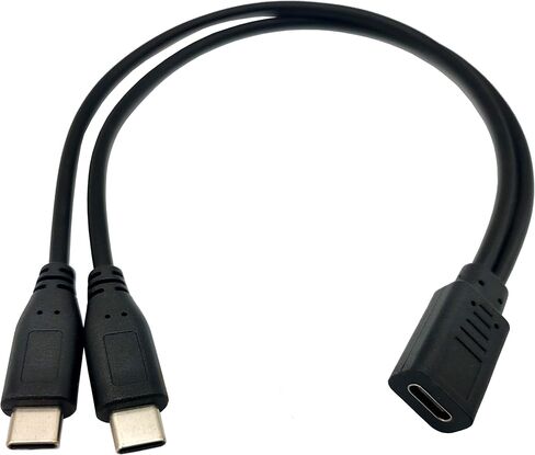 Qaoquda USB C فاصل شحن الكابل ، 1 قدم USB النوع C أنثى إلى 2 USB ثنائي النوع C الذكور y splitter امتداد الشحن (فقط للشحن) in Kuwait