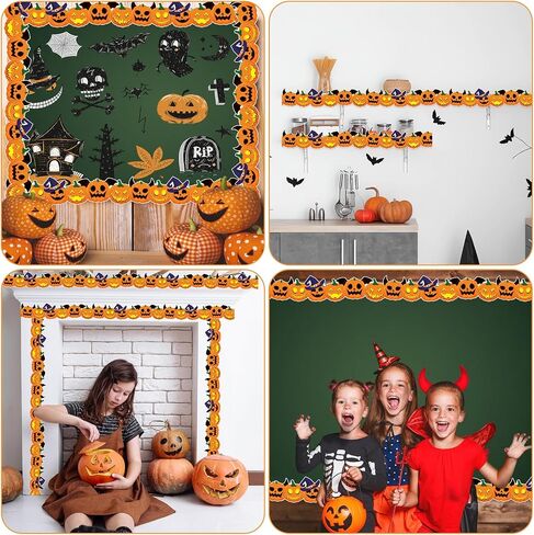 Monster Bulletin Board Borders, 65.6Ft Cute Monster Scalloped Border Classroom Decorations Funny Monster Border Trim for School Classroom Chalkboard Wall Whiteboard Halloween Holiday Party Decor in Saudi Arabia