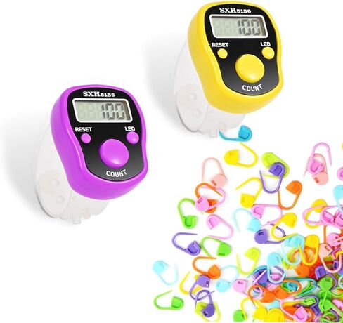 عدادات غرز TESEAS قطعتين من عداد الصف الرقمي وعلامات الغرز 50 قطعة من علامات غرزة الكروشيه للحياكة والخياطة والنسيج، والصلاة الإسلامية، وتسجيل النتائج الرياضية، وعداد اللفة in Kuwait