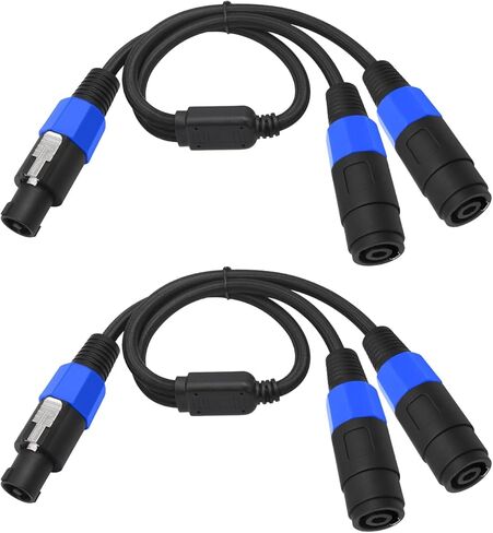 2Pack Speakon Splitter Cable,2FT,1 Male to 2 Female XLR Y Splitter for Audio Signal Transmission,Speakon Cable for Multiple Speaker Cabinets in Saudi Arabia