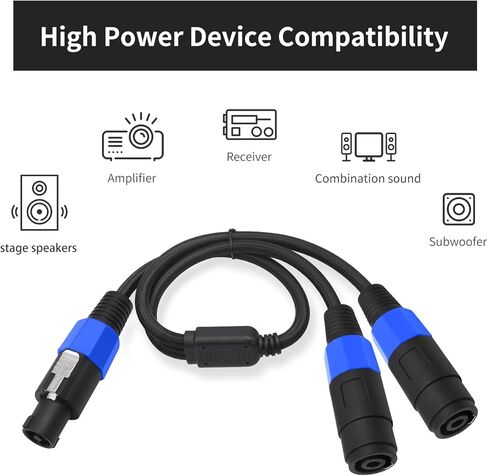 2Pack Speakon Splitter Cable,2FT,1 Male to 2 Female XLR Y Splitter for Audio Signal Transmission,Speakon Cable for Multiple Speaker Cabinets in Saudi Arabia