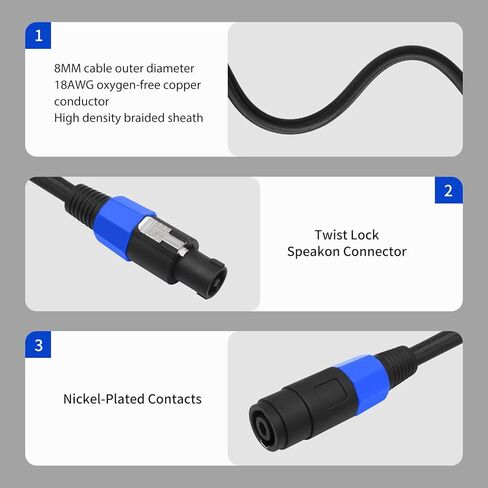 2Pack Speakon Splitter Cable,2FT,1 Male to 2 Female XLR Y Splitter for Audio Signal Transmission,Speakon Cable for Multiple Speaker Cabinets in Saudi Arabia