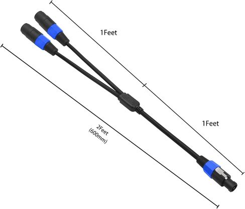 2Pack Speakon Splitter Cable,2FT,1 Male to 2 Female XLR Y Splitter for Audio Signal Transmission,Speakon Cable for Multiple Speaker Cabinets in Saudi Arabia