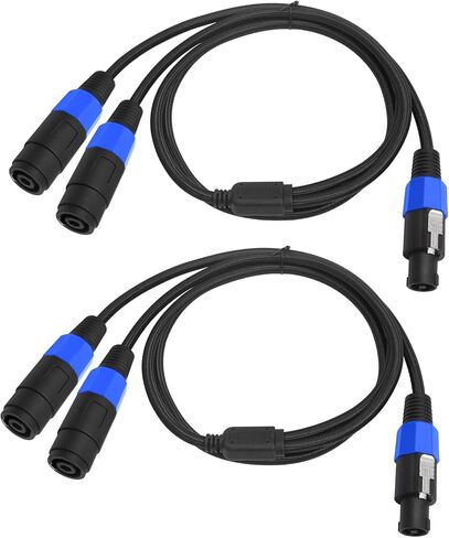 2Pack Speakon Splitter Cable,2FT,1 Male to 2 Female XLR Y Splitter for Audio Signal Transmission,Speakon Cable for Multiple Speaker Cabinets in Saudi Arabia