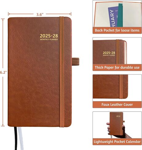 2025-2028 Pocket Monthly Planner ، 3 سنوات تقويم 2025-2028 ، 6.2 '× 3.6' '، التقويم الصغير 2025 ، 36 شهرًا من يوليو 2025-يونيو 2028 ، غلاف فني ، خلفي ، ورق سميك ، خفيف الوزن للحمل in Kuwait
