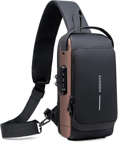 Anti Theft Sling Bag for Men Women, Password Anti-theft Crossbody Bag with USB Charging Port Waterproof Shoulder Bag Crossbody Sling Backpack for Hiking Cycling Running Travel in Kuwait