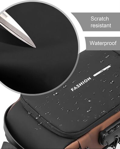Anti Theft Sling Bag for Men Women, Password Anti-theft Crossbody Bag with USB Charging Port Waterproof Shoulder Bag Crossbody Sling Backpack for Hiking Cycling Running Travel in Kuwait