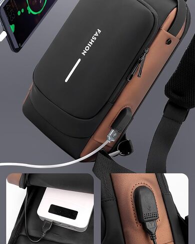 Anti Theft Sling Bag for Men Women, Password Anti-theft Crossbody Bag with USB Charging Port Waterproof Shoulder Bag Crossbody Sling Backpack for Hiking Cycling Running Travel in Kuwait