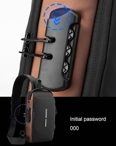Anti Theft Sling Bag for Men Women, Password Anti-theft Crossbody Bag with USB Charging Port Waterproof Shoulder Bag Crossbody Sling Backpack for Hiking Cycling Running Travel in Kuwait