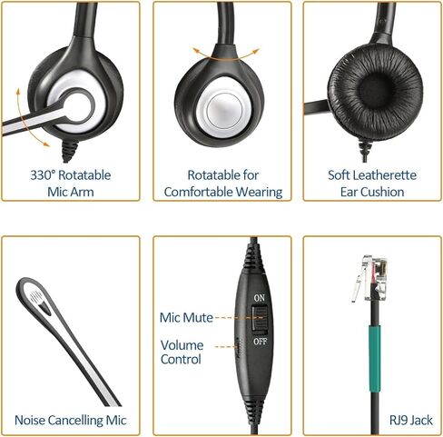 Wantek Cisco Phone Headset with Microphone Noise Cancelling & Mute Switch, RJ9 Telephone Headsets Compatible with Cisco Office Landline Phones 7821 7942G 7931G 7940 7960 7961G 7975G 8811 8861 9951 in Kuwait