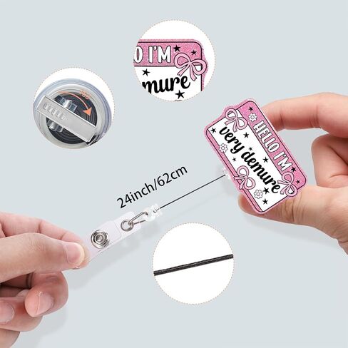 Nurse Badge Reel, Retractable ID Card Holder with Alligator Clip, Bling Acrylic Badge Holder, Demure Funny Design (Demure-1) in Saudi Arabia
