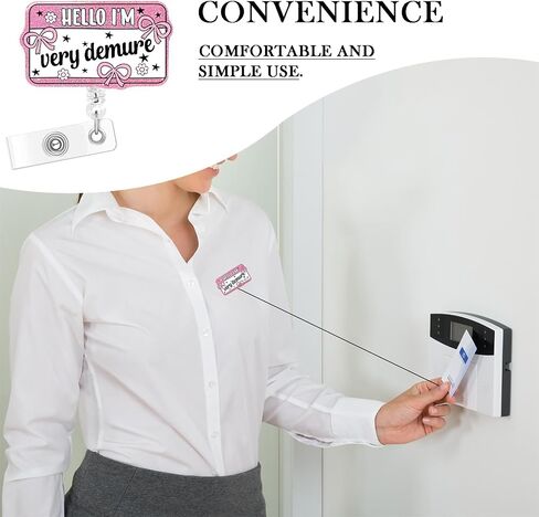 Nurse Badge Reel, Retractable ID Card Holder with Alligator Clip, Bling Acrylic Badge Holder, Demure Funny Design (Demure-1) in Saudi Arabia