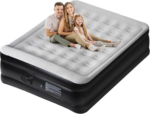 Panana Queen Air Mattress with Built in Electric Pump, Height 18.5" Comfort Blow up Inflatable Guest Air Bed Airbed with Flocked Top, Storage Bag for Family, Home, Camping in Kuwait