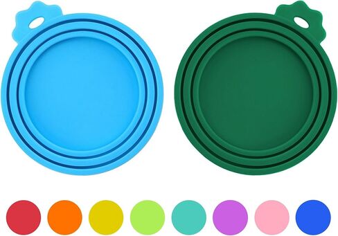 2 Pack Pet Food Cans Lids, Silicone Food Can Covers for Dog and Cat, BPA Free/Food Safe/Universal, One Fit Most Standard Size Food Can Top Blue/Purple, CWGTG01 in Saudi Arabia
