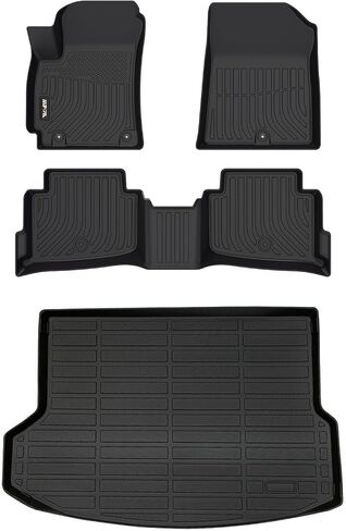 AIPOIL® Floor Mats & Cargo Liner Set for Kia Seltos 2024 2025 (Cargo Liner Only Fit The Upper Layer) All Weather Protection TPE Anti-Slip Automotive Full Set Custom Car Mats Accessories - Black in Saudi Arabia