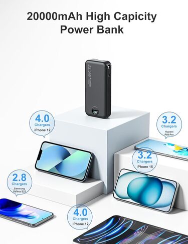 20000mAh Ultra Portable Charger Power Bank with inBuilt Cables&AC Wall Plug in Saudi Arabia