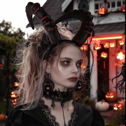 Halloween Gothic Feathers Shawl Devil Sheep Horns Headband Fancy Cape Cosplay costume Accessory in Saudi Arabia