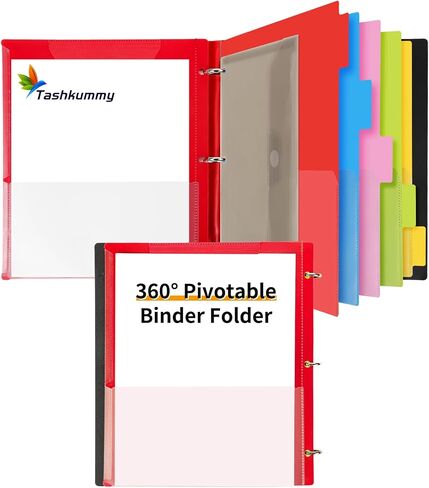 360° Pivotable Project Organizer Binder, 2 Pack 3 Ring Binder with Colored Tab Dividers with Pockets, Customizable Front Cover Multi Pocket Folder Binder for Home, School, Office- Green in Saudi Arabia