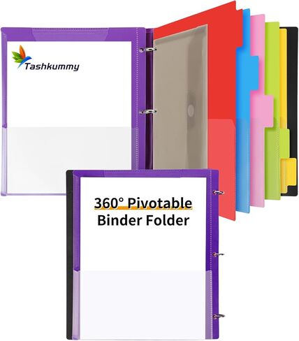 360° Pivotable Project Organizer Binder, 2 Pack 3 Ring Binder with Colored Tab Dividers with Pockets, Customizable Front Cover Multi Pocket Folder Binder for Home, School, Office- Green in Saudi Arabia