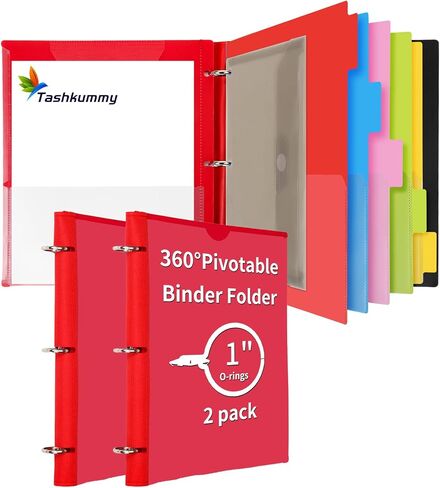 360° Pivotable Project Organizer Binder, 2 Pack 3 Ring Binder with Colored Tab Dividers with Pockets, Customizable Front Cover Multi Pocket Folder Binder for Home, School, Office- Green in Saudi Arabia