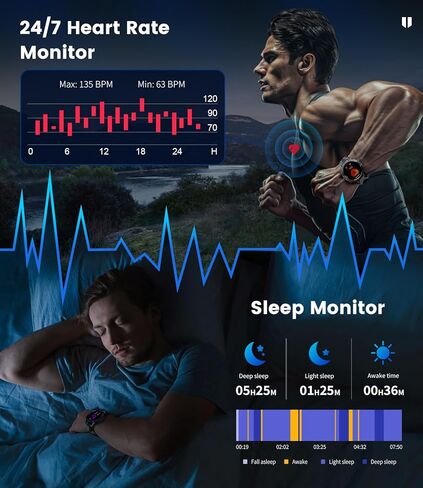 الساعات الذكية العسكرية العسكرية DREMAC للرجال من أجل Android/iPhone-1.43'''aMoled Display Watch With 123 Modes/Flashlight ، و 5ATM Tracker Fitness Fitness مع معدل ضربات القلب/النوم ، والسيليكون in Kuwait