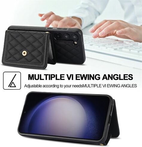 for Samsung Galaxy S25 Plus / S25+ Crossbody Wallet Case for Women, PU Leather Card Slot Phone Case with Cash Pocket Kickstand Purse Lanyard Case Cover for Samsung S25 Plus.Pocket Black in Kuwait