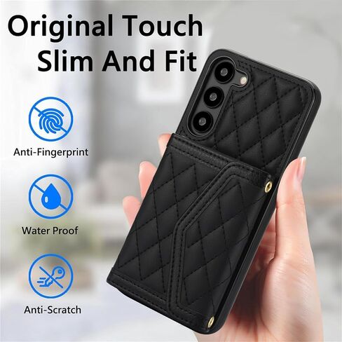 for Samsung Galaxy S25 Plus / S25+ Crossbody Wallet Case for Women, PU Leather Card Slot Phone Case with Cash Pocket Kickstand Purse Lanyard Case Cover for Samsung S25 Plus.Pocket Black in Kuwait