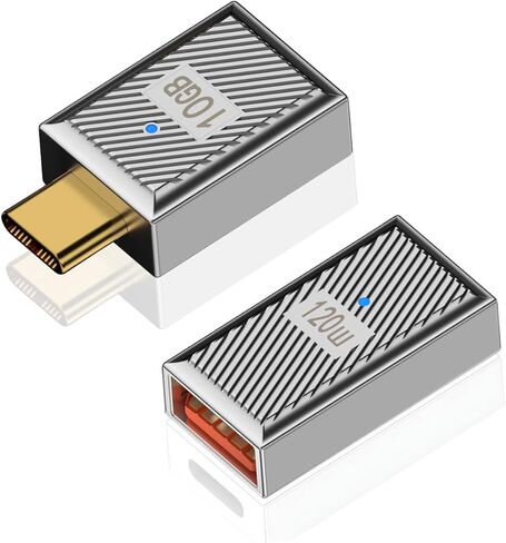 90 Degree USB C to USB A Adapter 10Gbps, USB C Male to USB A Female Adapter 120W, Right Angle USB C to USB Adapter Zinc Alloy Type C Converter for Mac Book,iPad,Samsung Galaxy (3Pack, Gun Color) in Kuwait