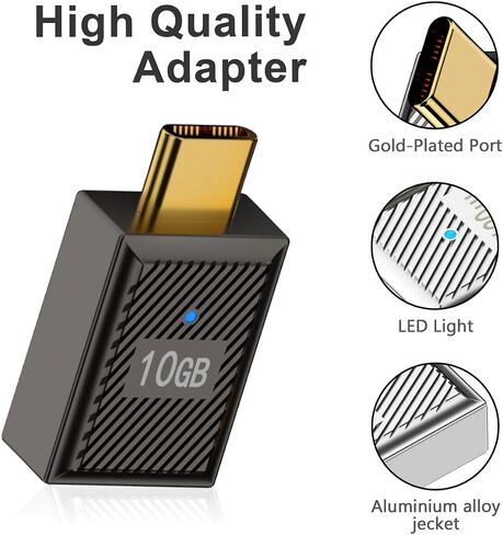 90 Degree USB C to USB A Adapter 10Gbps, USB C Male to USB A Female Adapter 120W, Right Angle USB C to USB Adapter Zinc Alloy Type C Converter for Mac Book,iPad,Samsung Galaxy (3Pack, Gun Color) in Kuwait