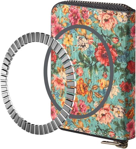 maogoam for MagSafe Wallet Women, Zipper Magnetic Cards Holder Wallet, Stronger Magnetic Wallet for iPhone 16/15/14/13/12, Leather Wallet Fit 5-7 Cards and Cash, Coin, RFID Blocking, Gerbera in Kuwait