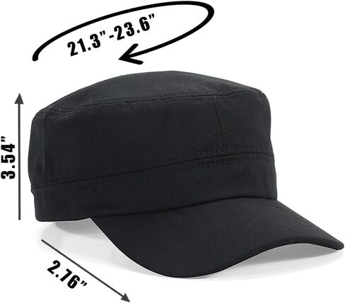 Cadet Army Cap Military Style Adjustable Flat Top Cap Unisex Basic Baseball Hat for Men Women in Kuwait