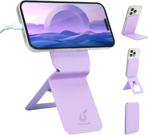 Phone Stand, Magneitc Phone Tripod Stand for iPhone 16/15/14/13/12, Portable Foldable Design, Angle Adjustment, Purple in Kuwait