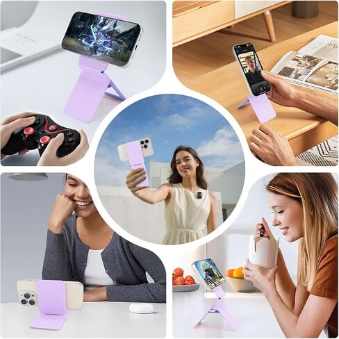 Phone Stand, Magneitc Phone Tripod Stand for iPhone 16/15/14/13/12, Portable Foldable Design, Angle Adjustment, Purple in Kuwait