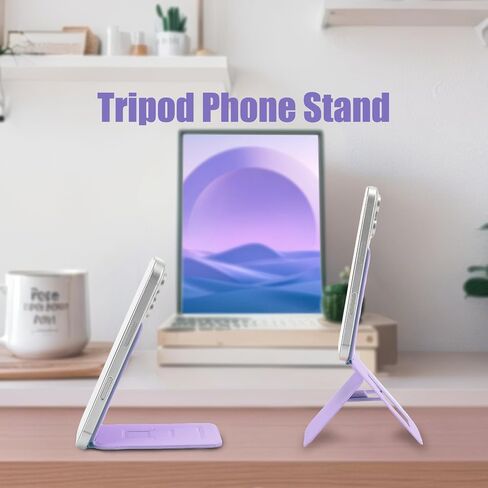 Phone Stand, Magneitc Phone Tripod Stand for iPhone 16/15/14/13/12, Portable Foldable Design, Angle Adjustment, Purple in Kuwait