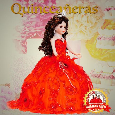 18" Porcelain Quinceanera Umbrella Doll (Quince Anos)~ KK18725-3 ~ (Pink) in Saudi Arabia