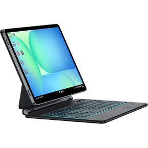 JUQITECH Magic Keyboard Case for Samsung Galaxy Tab S9 FE 5G 10.9" S9 S8 S7 11", Floating Cantilever Magnetic Stand, Wireless Backlit Multi-Touch Trackpad, Shortcut Keys, S Pen Holder, Battery Display