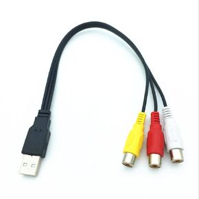 0.25M/0.8FT USB to 3RCA Cable, USB A 2.0 Male to 3 RCA Female Video Audio for PC,TV,Aux Video Cable (USB Male to RCA Female)