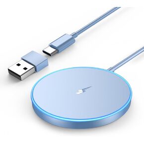 Magnetic Wireless Charger Fast Mag-Safe Charger for iPhone 16 Pro Max/16 Pro/16/16 Plus/15/14/13/12 Series AirPods 3/2/Pro/Pro 2 LED Magnet Charging Pad Mag Safe Charger with Dual Charging Ports