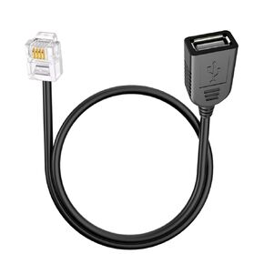 Rj11 6p4c Male to USB Female Telephone Line Adapter 4-Pin, Telephone Communication, Fax Machine, Modulation and Demodulation Adapter (RJ11 Male to USB female30cm)
