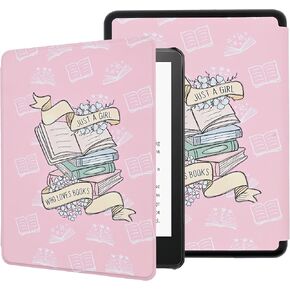 Slim Case for 6.8" Kindle Paperwhite (11th Generation - 2021) and Kindle Paperwhite Signature Edition - Lightweight PU Leather Folio Cover with Auto Wake/Sleep, Cute Owl